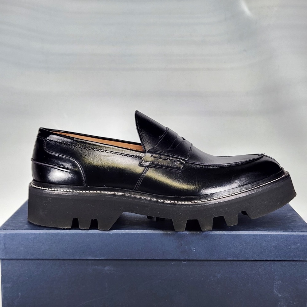 Size US 11.5 D Trickers x Todd Snyder James Jug Sole Penny Loafer Black Leather